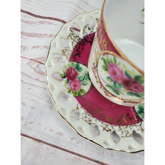 L M Royal Halsey Very Fine Japan Tea Cup & Saucer Set – Gold Trim & Elegant - Picture 2 of 12